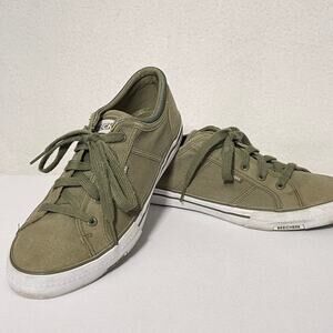 Skechers Shoes Women 10 Olive Green Canvas Low Top Skateboard Punk Grunge Army